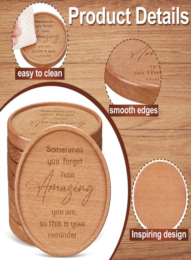 Mysora 12 Pcs Christmas Thank You Acacia Coasters Appreciation Gifts for Employee 4 Inches Round Wooden Coasters for Teachers Colleagues Home Party Favors Desk Table Protection Supplies(Amazing) - Image 3